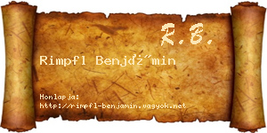 Rimpfl Benjámin névjegykártya